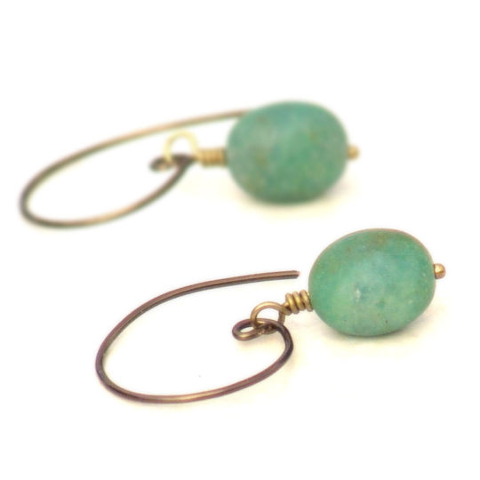 Beach Pebble Stone Earrings -Matte Green Quartz Catherine Jeltes Gemstone Jewelry