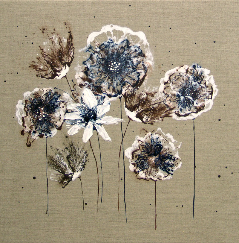 Abstract Flower Art Painting Neutral Decor Canvas Original Wall Art Catherine Jeltes