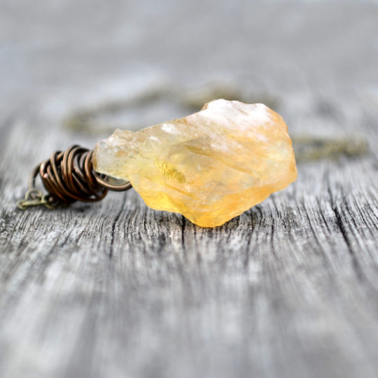 Rough Cut, Citrine Stone Pendant Necklace Minimalist Gemstone November Birthstone Catherine Jeltes