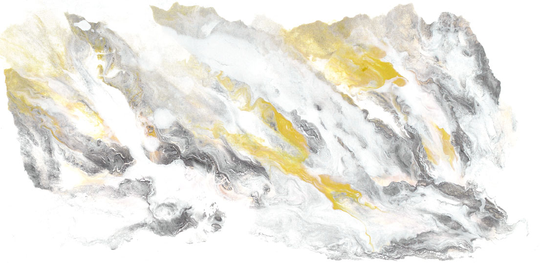 Abstract Landscape Painting Winter Seascape Yellow Gray Metallic Silver Ocean Sea Modern Gallery Zoo Art