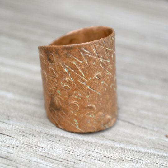 Artisan Jewelry Minimalist Copper Wrap Band Ring Verdigris Patina