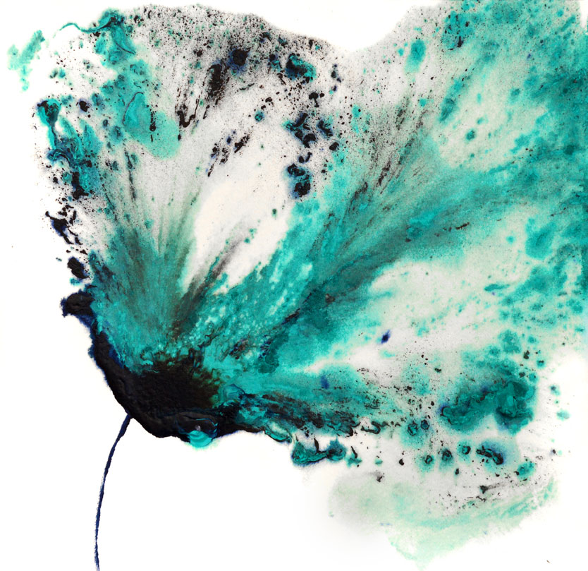 Teal Wall Art Abstract Flower Original Painting