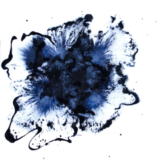 Flower Art Abstract Original Painting Dark Blue Home Decor Floral 16x16-4