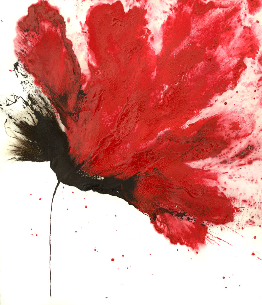 Red Flower Art Painting Original Floral Abstract Home Wall Decor